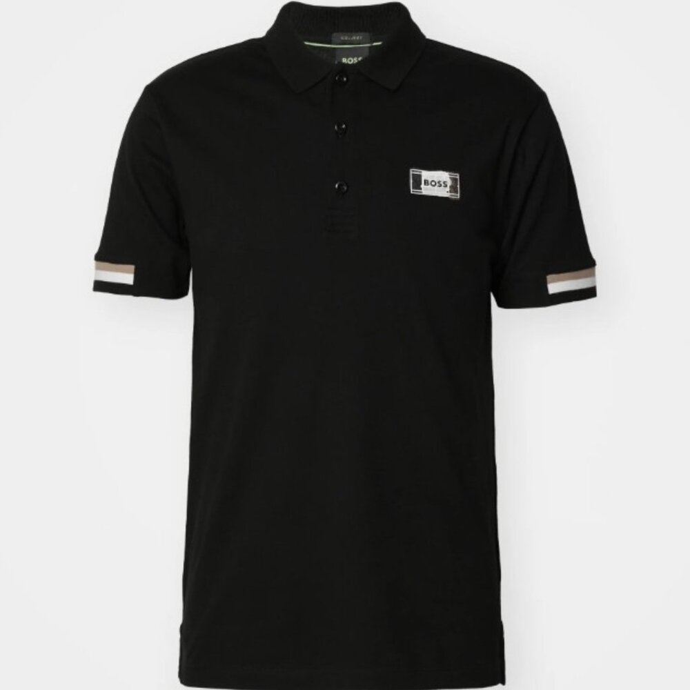 Hugo Boss BOSS Men’s XL Black Polo Shirt Regular Fit Stretch Logo Patch NWT